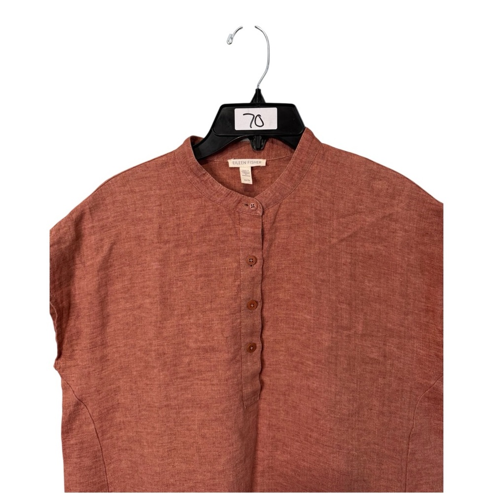 Eileen Fisher Rust Orange Linen Shift Dress - Picture 3 of 6